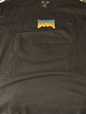 Anti Social Social Club Black T‑Shirt with Blue and Gold DOOM Logo